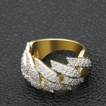 14k Yellow Gold Diamond Spike Cuban Ring 1.4 Cwt.